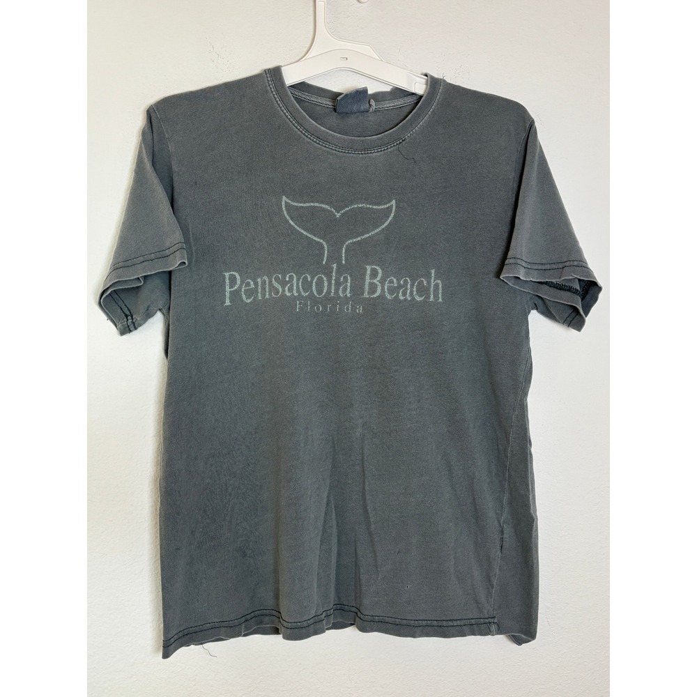 U.S. Vintage Pensacola Beach Florida Whale Tail Graphic T-Shirt Gray Small